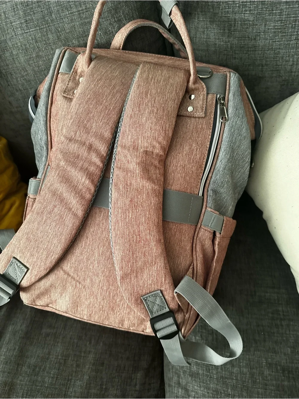 Two-Tone Pink and Gray Babybag Tote